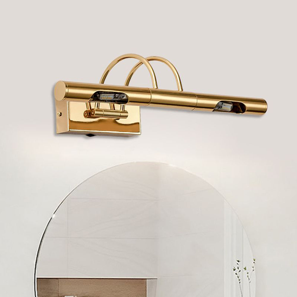Aria Retro Cylindrical Metal Wall Lamp, Gold, Bathroom