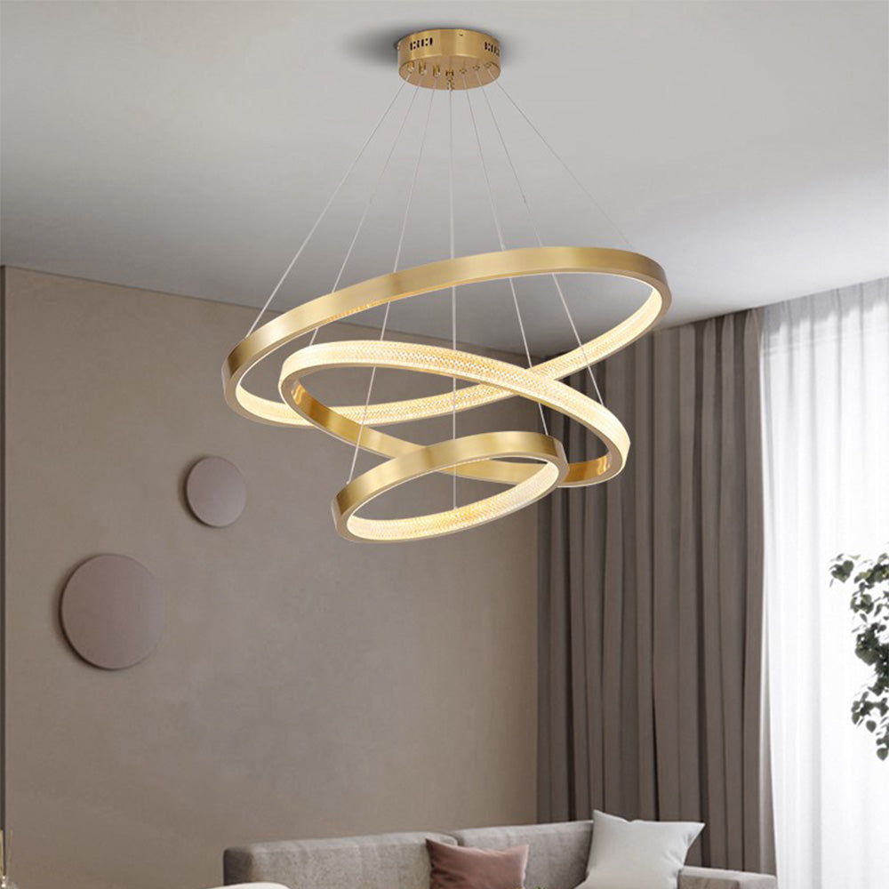 Kristy Modern Ring Metal/Arcylic LED Pendant Light, Black/Gold