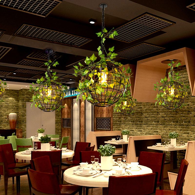 Ritta Rustic Plant Art Deco Globe Vine Pendant Light
