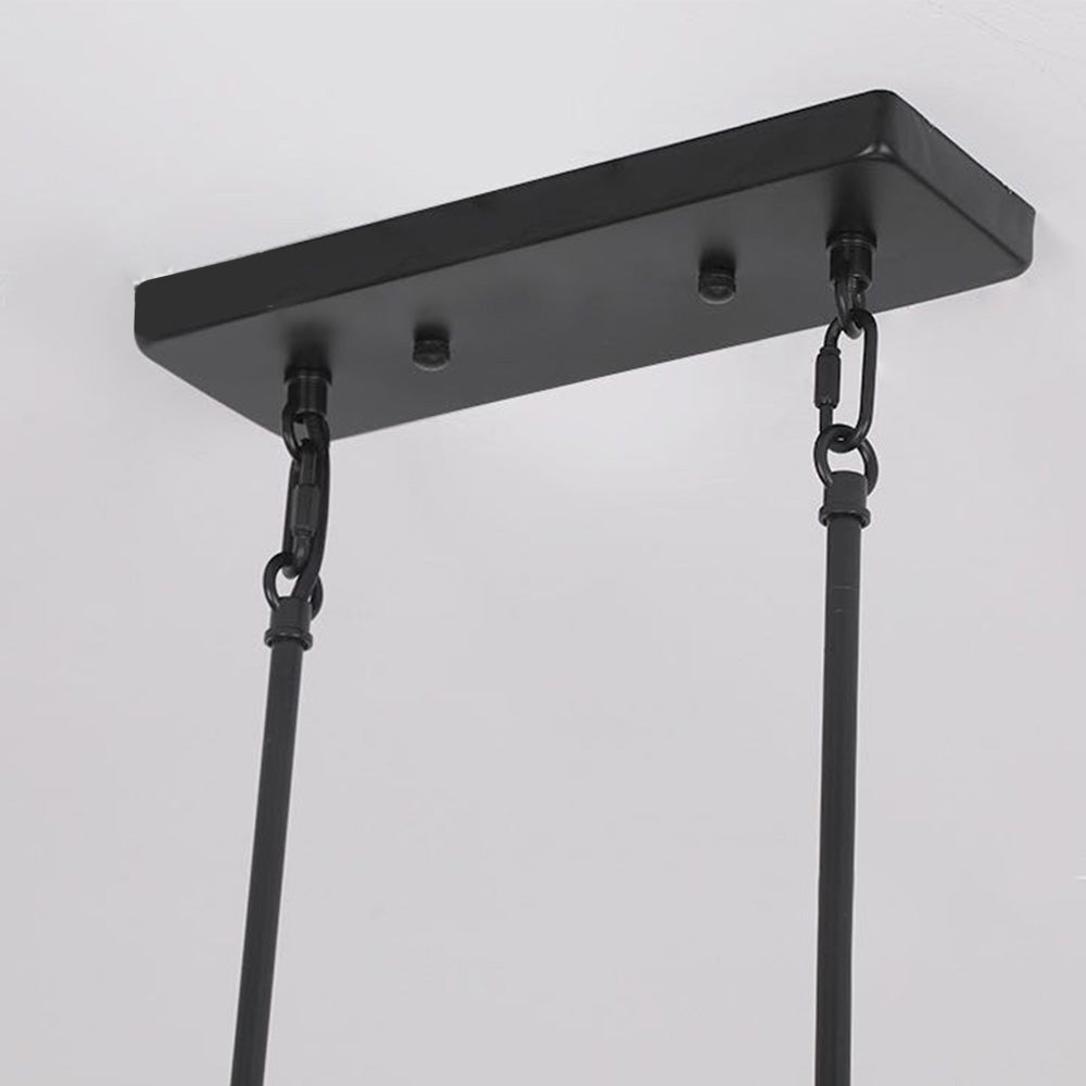 Silva Retro Rectangular Metal & Wood Pendant Light, 5 Heads, 2 Style