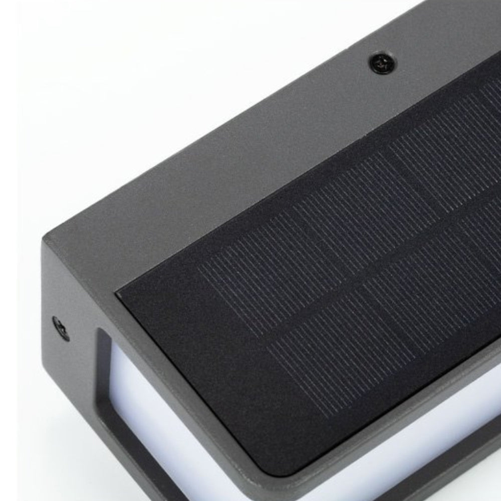 Ray Modern Minimalist Rectangular Acrylic Sensor Solar Outdoor Wall Lamp, Black/White