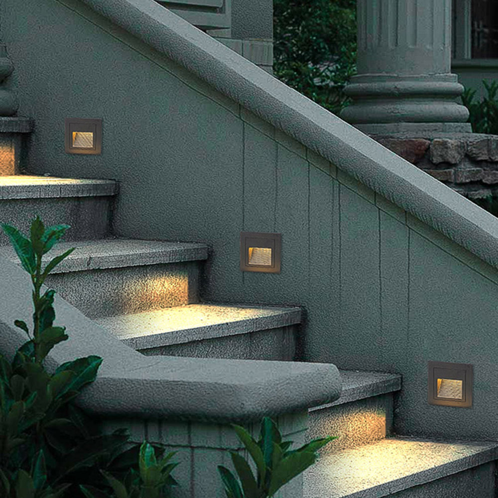 Ray Modern Metal Square Outdoor Deck/Step Light, Black