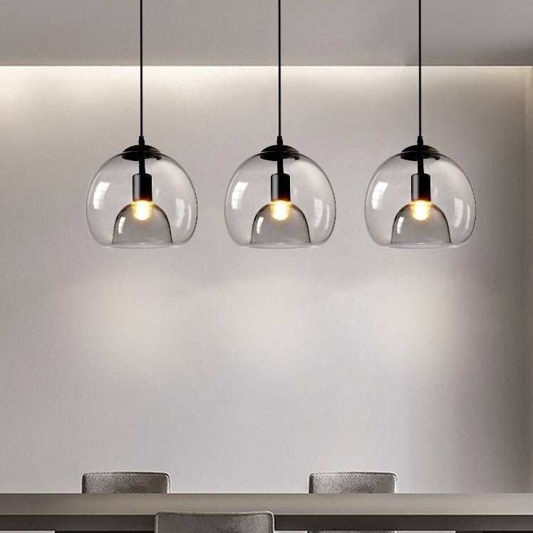 Valentina Modern Globe Glass Pendant Light, Amber/Smoky Grey