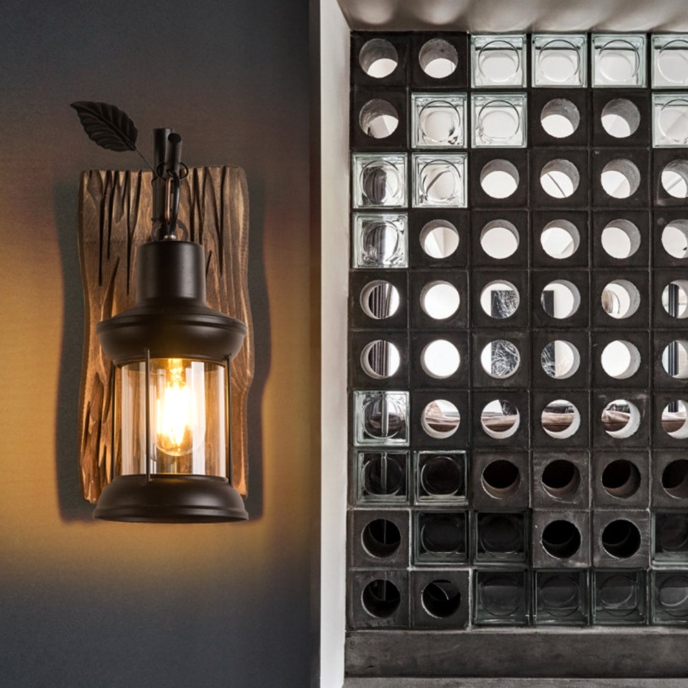 Epoch Vintage Branches Lantern Wall Lamp, Metal/Wood, Black, Dining Room