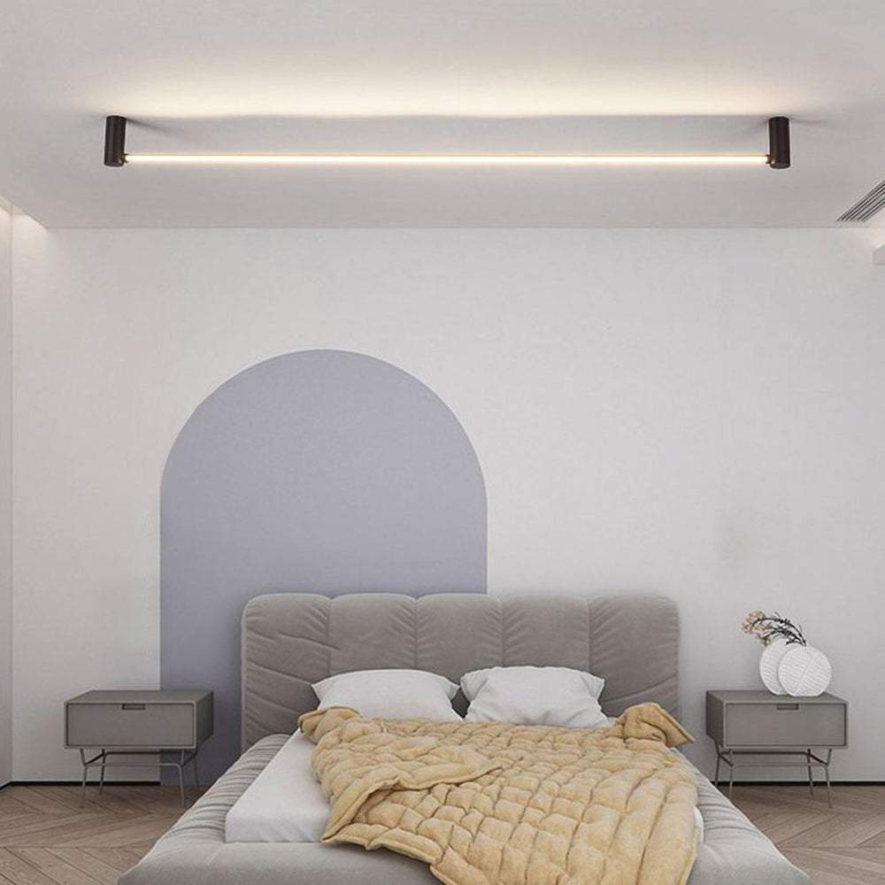 Arisha Minimalist Linear Flush Mount Ceiling Light, Black, Hallway