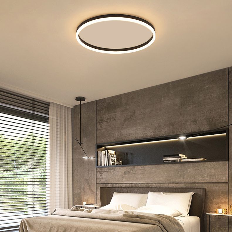 Arisha Minimalist Ring Metal Flush Mount Ceiling Light, Black