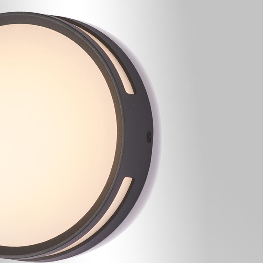 Ray Modern Round Metal/Acrylic Outdoor Waterproof Wall Lamp, Black