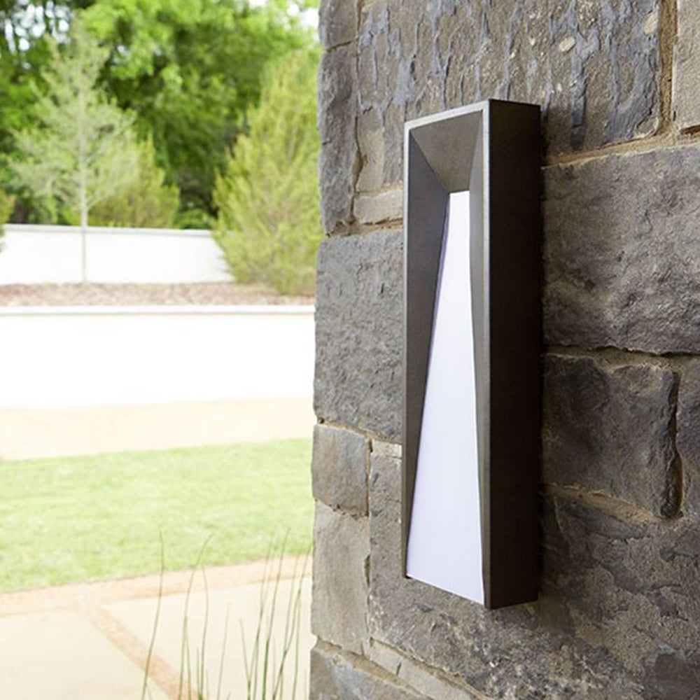Ray Modern Rectangular Metal Outdoor Wall Lamp, Black/White