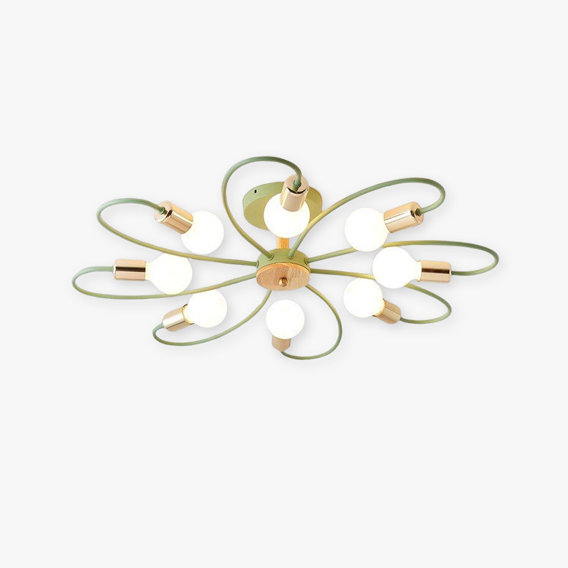 Arisha Elegant Metal/Glass Flush Mount Ceiling Light, Grey/Green