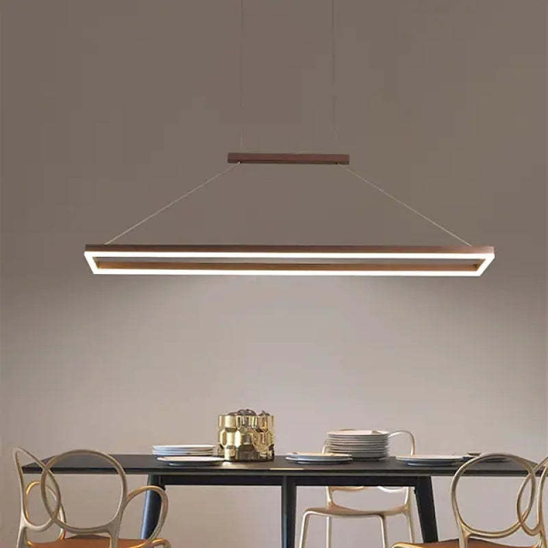 Arisha Modern Rectangular Hanging Pendant Light, Gold/Coffee