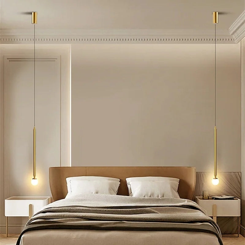 Arisha Linear Metal Pendant Light Bedside, Black & Gold