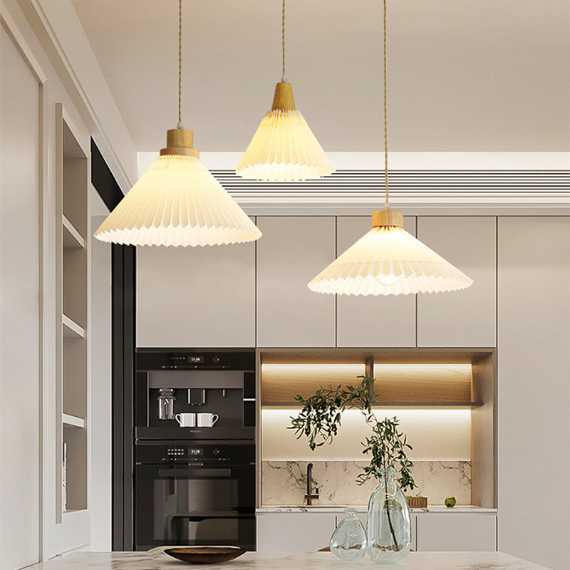 Muto Pendant Light Umbrella Shape Art, Wood, White, Bedroom