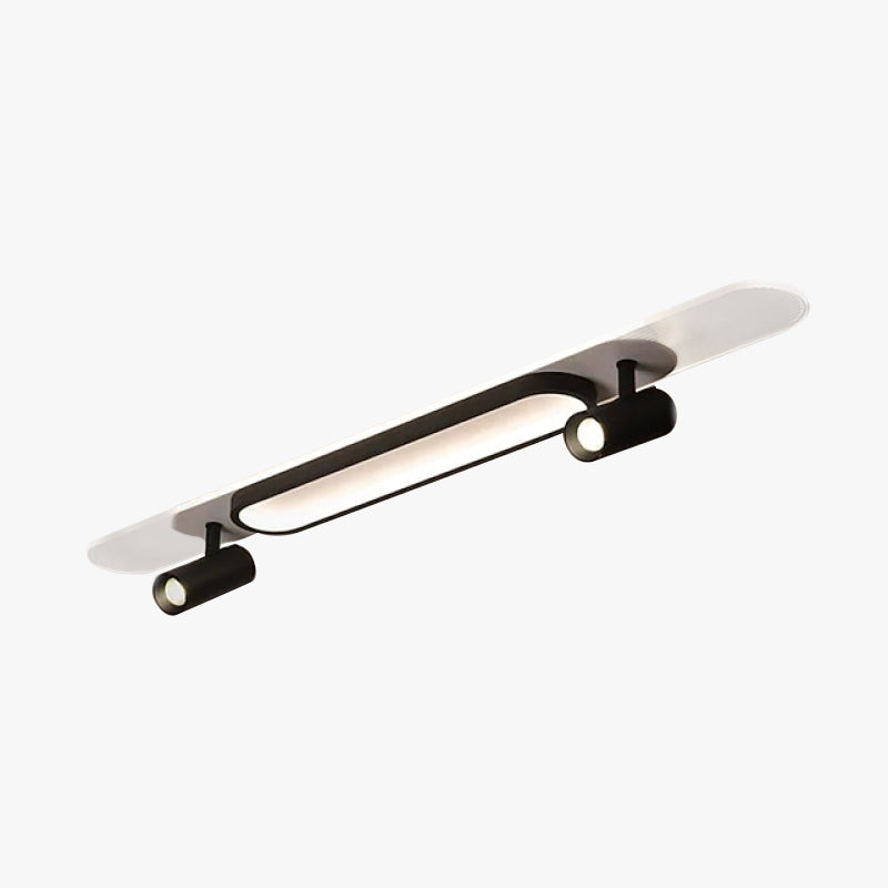 Aim Modern Rectangular LED Metal/Acrylic Ceiling Light, Black/White
