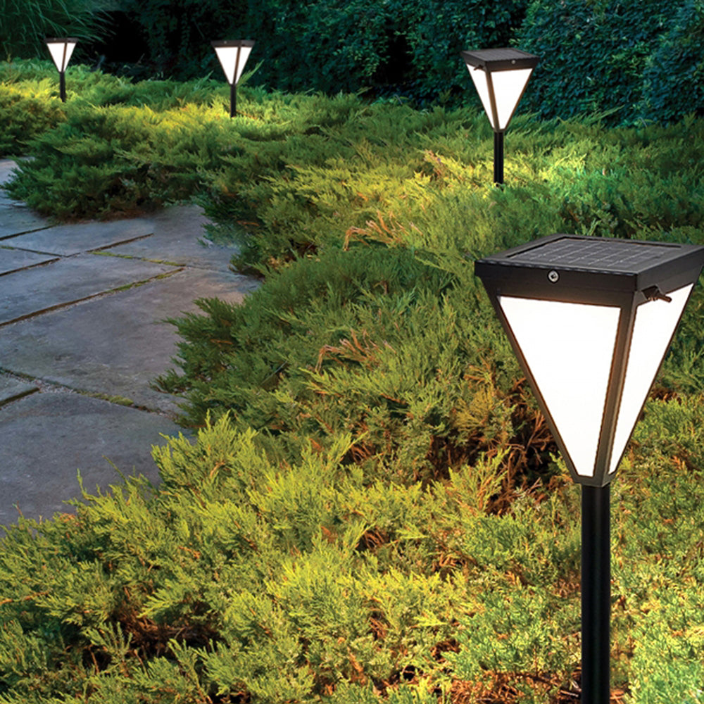 Ray Modern Metal Tapered Solar Outdoor Path Light, Black