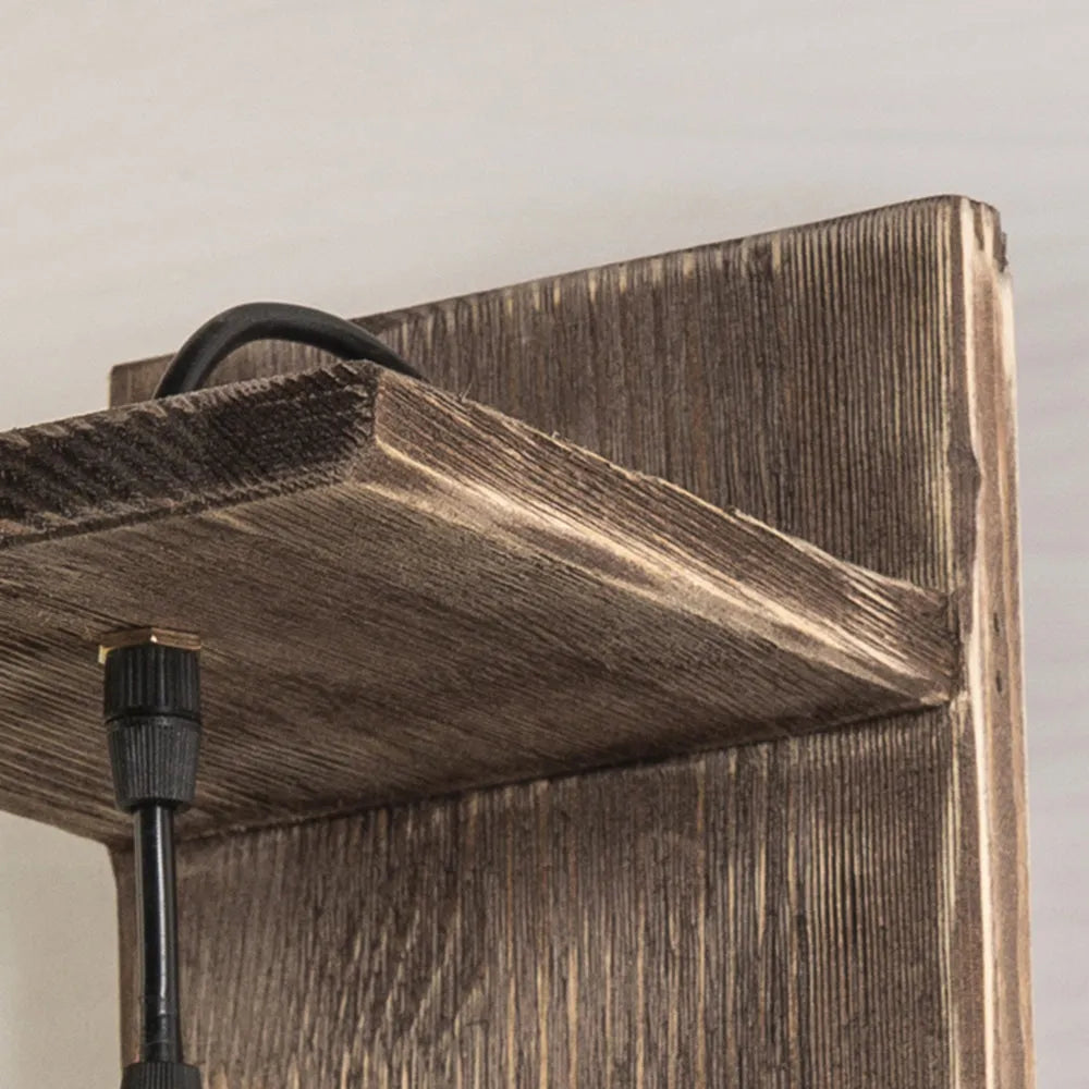 Epoch Vintage Jar Shape Wood Metal Wall Lamp