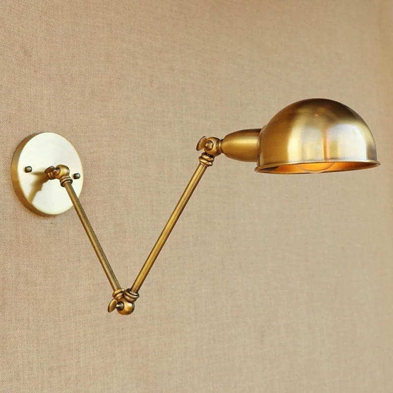 Epoch Vintage Semi-sphere Metal Swing Arm Foldable Wall Lamp, Bronze