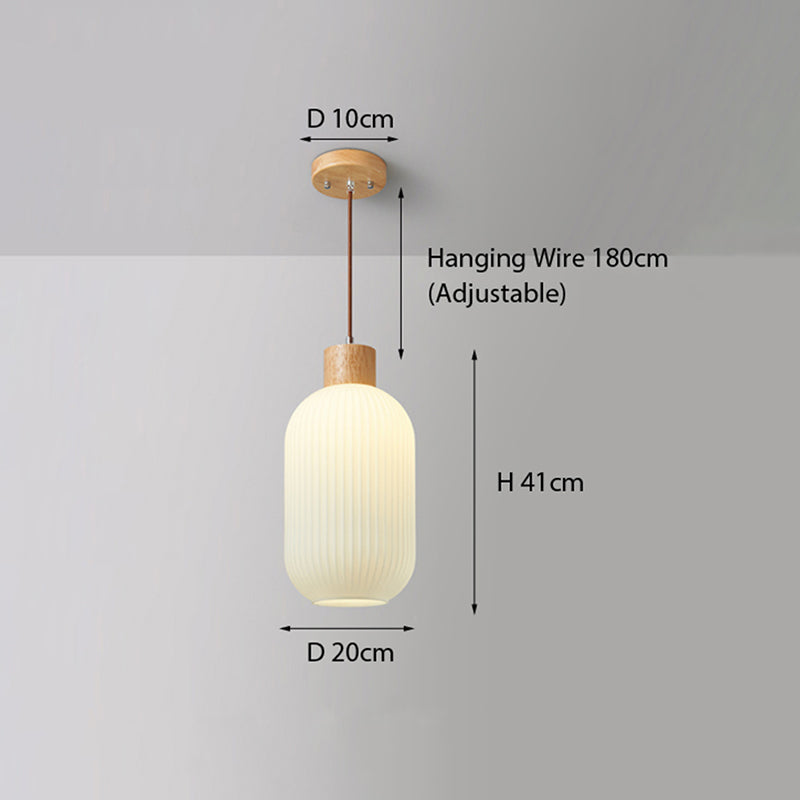 Muto Modern Wood/Glass Pendant Light, White
