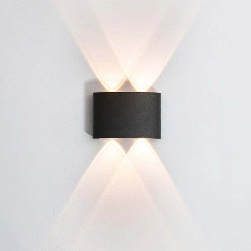 Ray Modern Rectangular Metal Outdoor Wall Lamp, Black/White, Water-wave