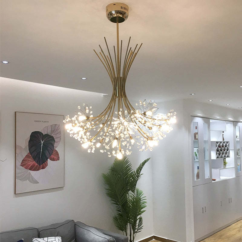 Arisha Modern Art Deco Crystal Sputnik Chandelier, Black/Gold