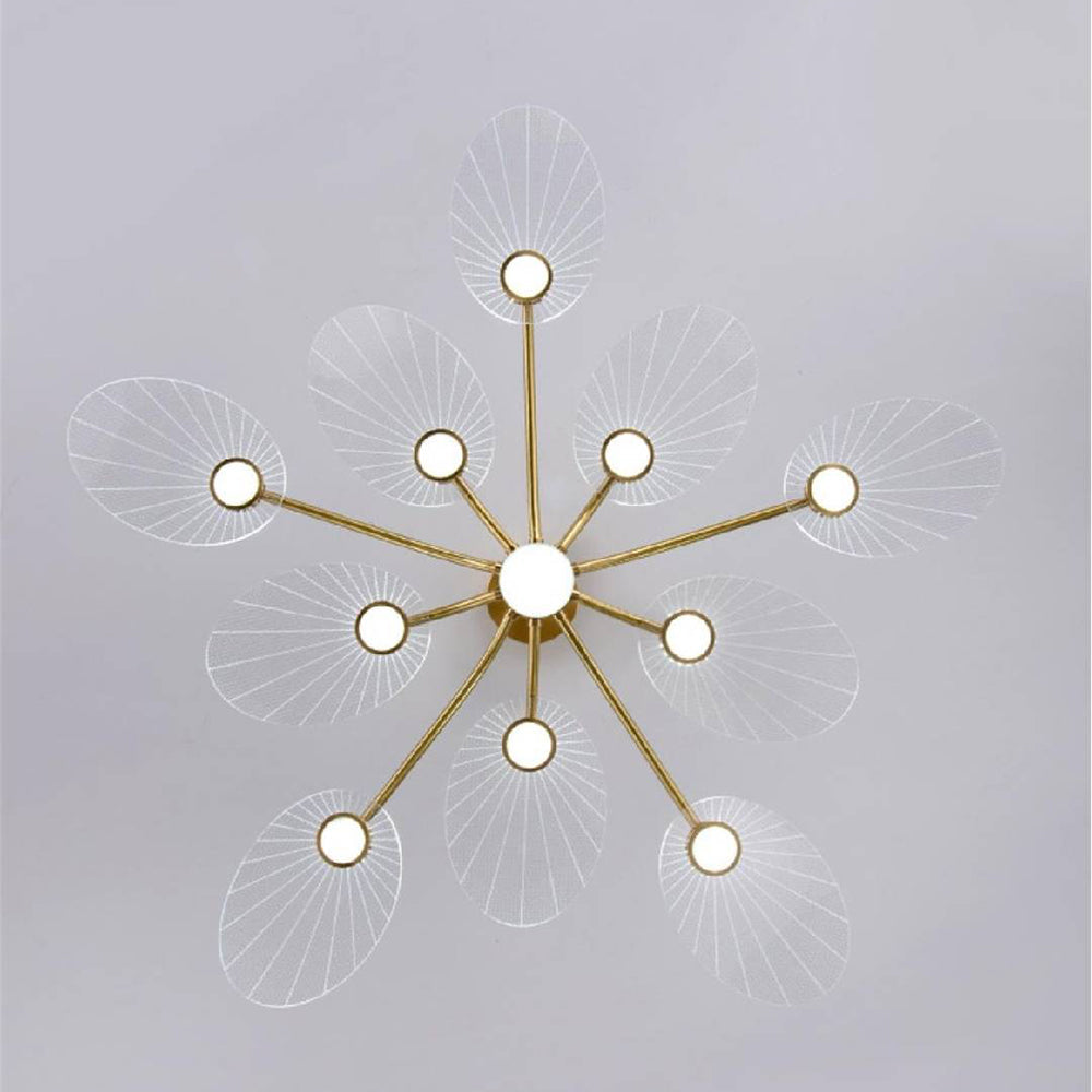 Arisha Art Deco Leaf Metal/Acrylic Chandelier, Gold