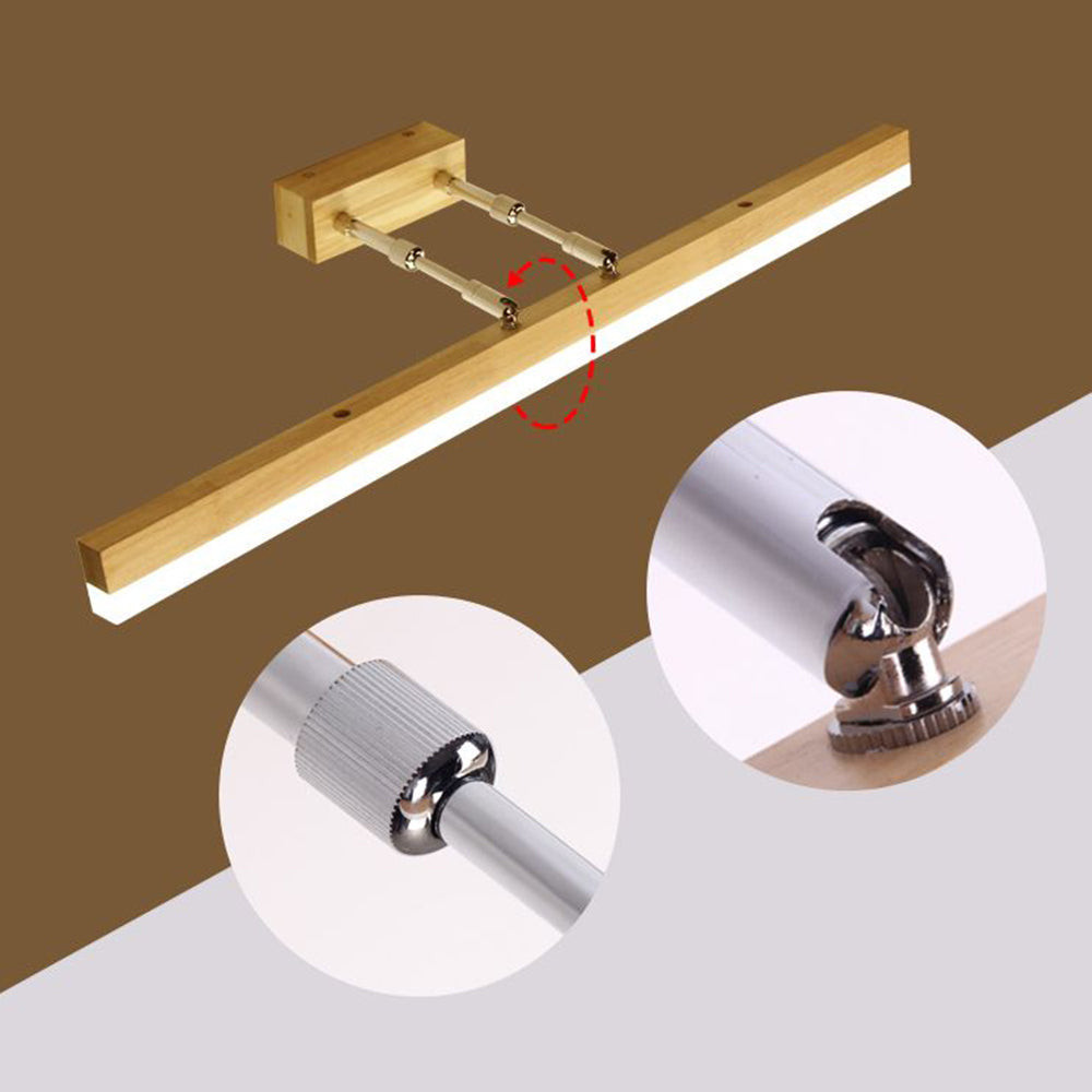 Muto Classic Wood Stretchable Mirror Vanity Bathroom Wall Lamp