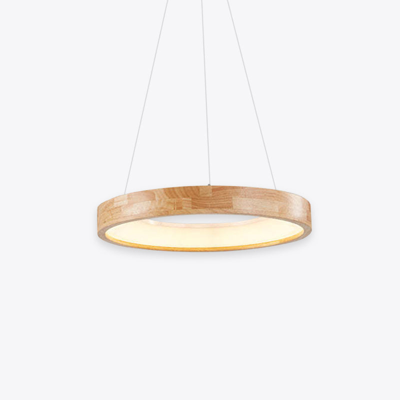 Muto Modern Ring Wood Pendant Light