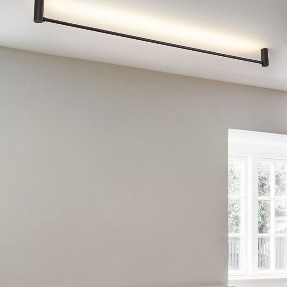 Arisha Minimalist Linear Flush Mount Ceiling Light, Black, Hallway