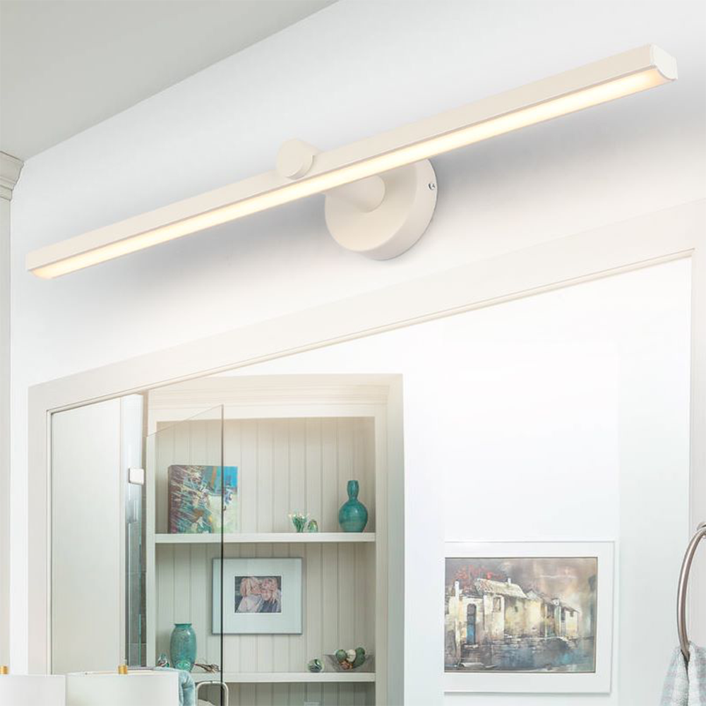 Arisha Minimalist Linear Acrylic Mirror Front Wall Lamp, White