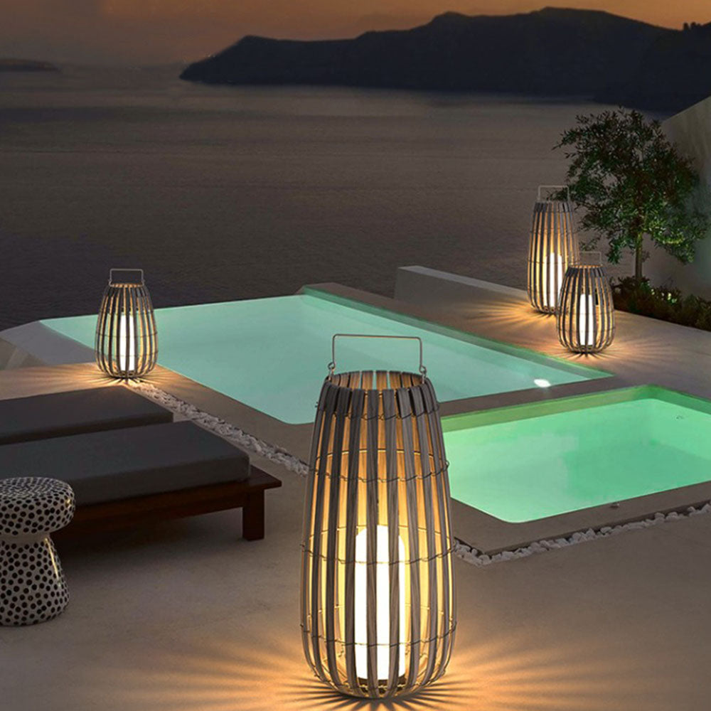 Ray Outdoor Floor Lamp, Hardwired & Solar Cage