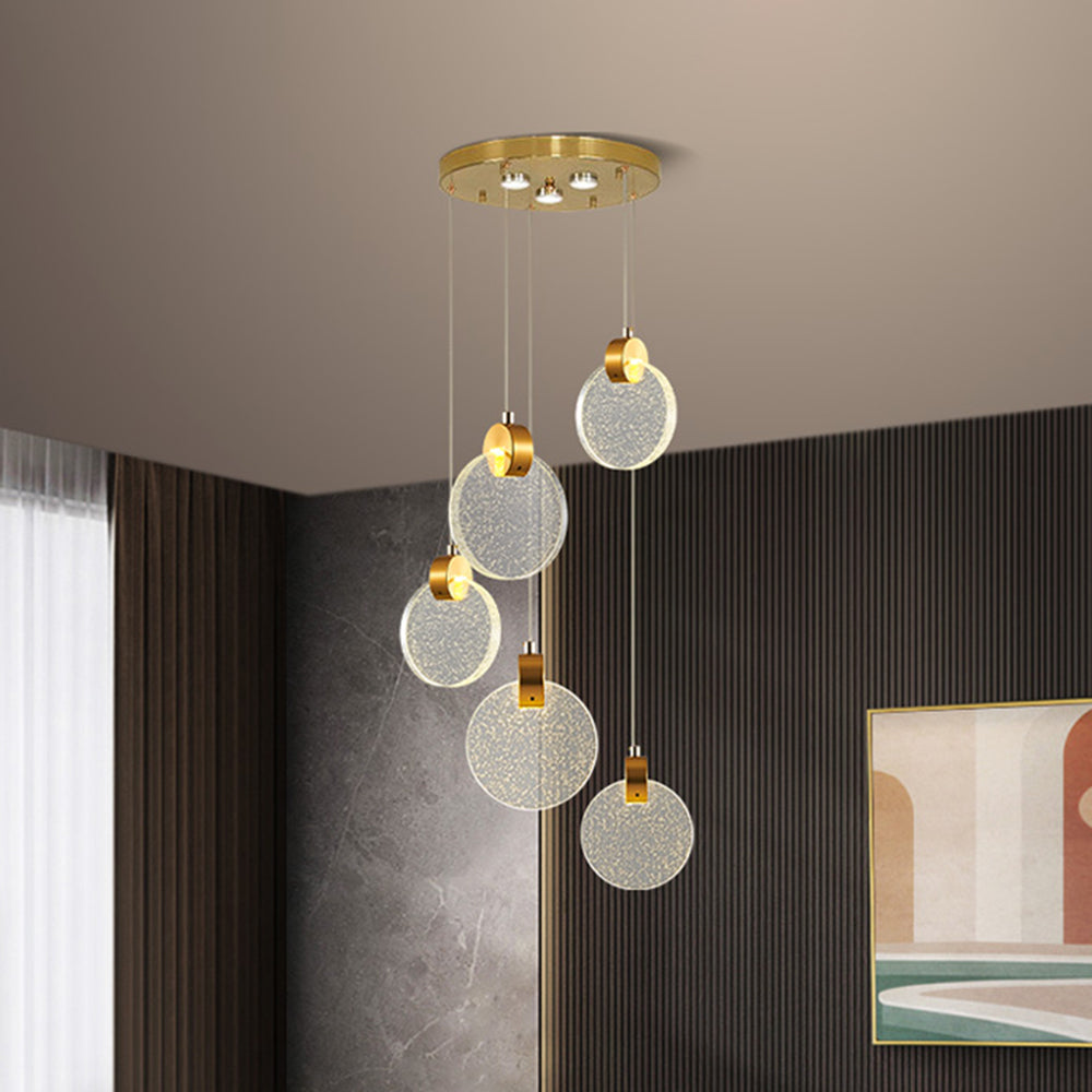 Kristy Luxury Circular Ripple Round Crystal Golden Chandelier