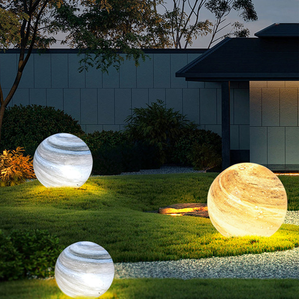 Ray Decorative Solar Acrylic Planet Outdoor Ground Light, Milk Curry/Blue