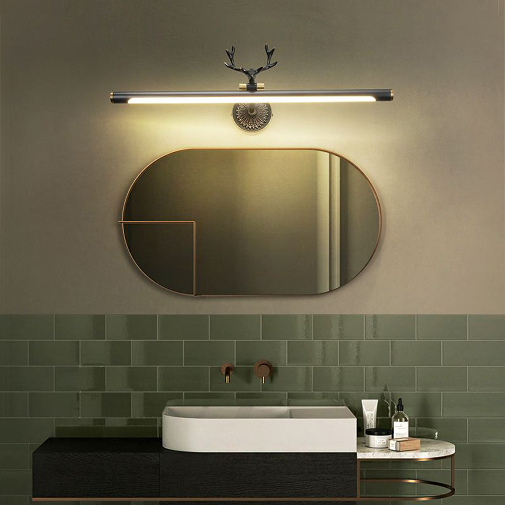 Arisha Modern Staghorn Shaped Vanity Mirror Front Wall Lamp, Black/Brass