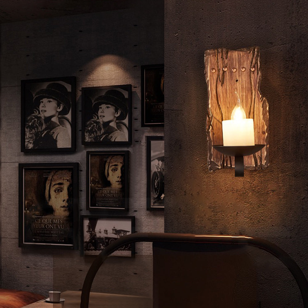 Epoch Wall Lamp Rectangular Vintage, Wood/Metal, Bedroom