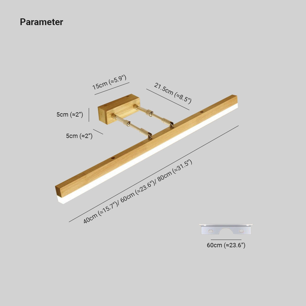 Muto Classic Wood Stretchable Mirror Vanity Bathroom Wall Lamp
