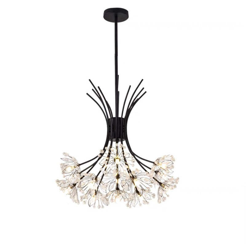 Arisha Modern Art Deco Crystal Sputnik Chandelier, Black/Gold