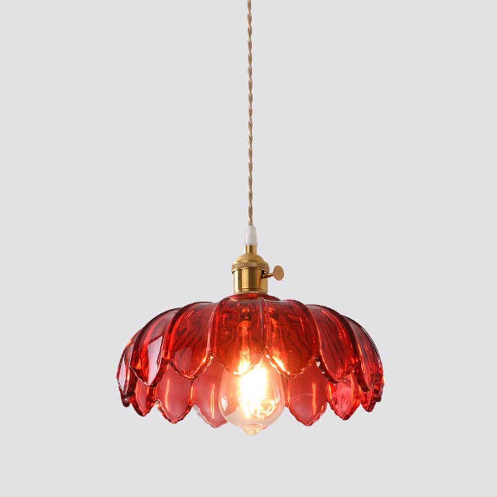 Valentina Retro LED Pendant Light Colourful Glass/Metal Flower Dining Room