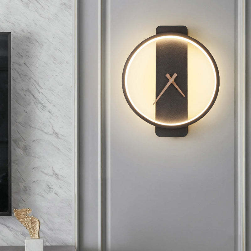 Valentina Arisha Square Clock Metal & Acrylic Wall Lamp, Gold