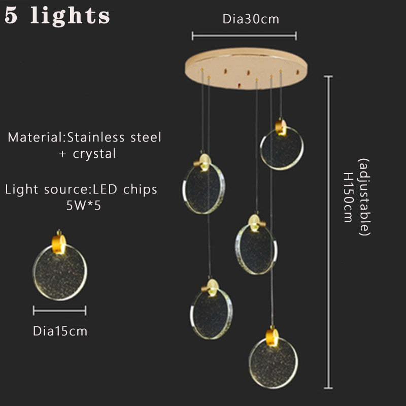 Kristy Luxury Circular Ripple Round Crystal Golden Chandelier