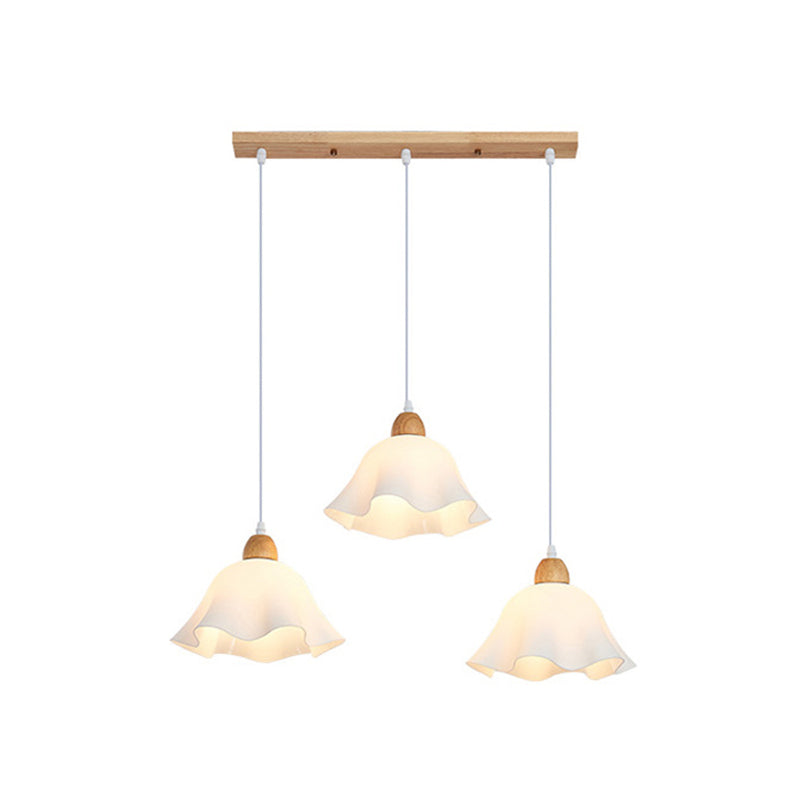 Muto Minimalist Flower Acrylic/Wood Pendant Light, White