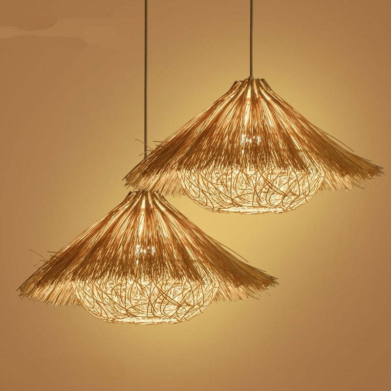 Muto Hand-Woven Rattan Modelling Pendant Light