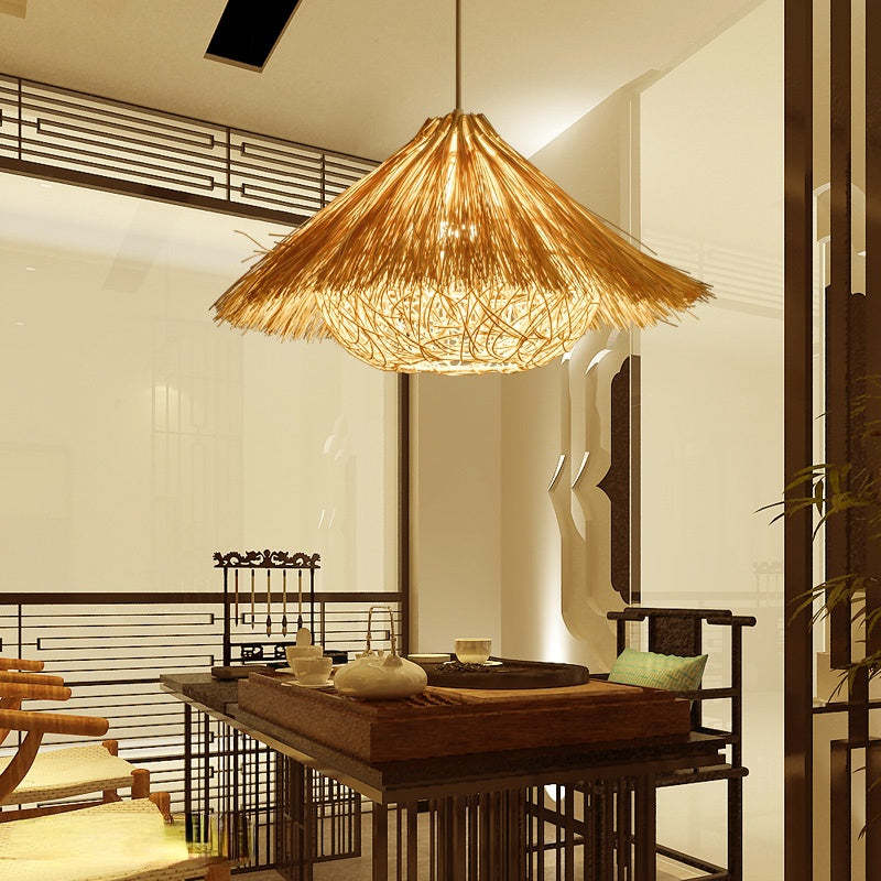 Muto Hand-Woven Rattan Modelling Pendant Light