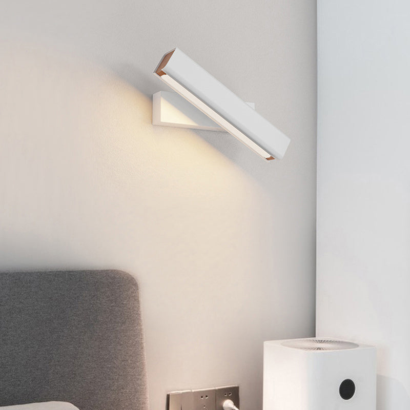 Ray Modern Rectangles Metal Rotatable Wall Lamp, Black/White