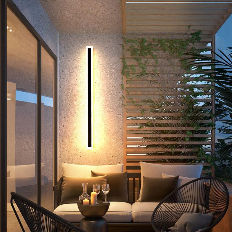 Ray Linear Metal LED Outdoor Wall Lamp, Black/White
