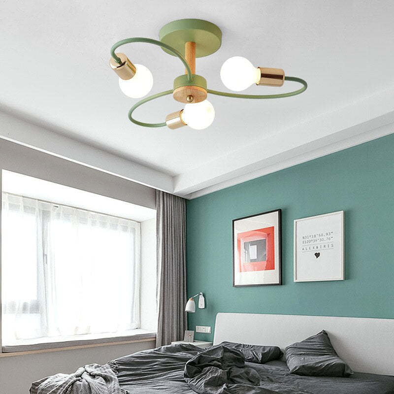 Arisha Elegant Metal/Glass Flush Mount Ceiling Light, Grey/Green