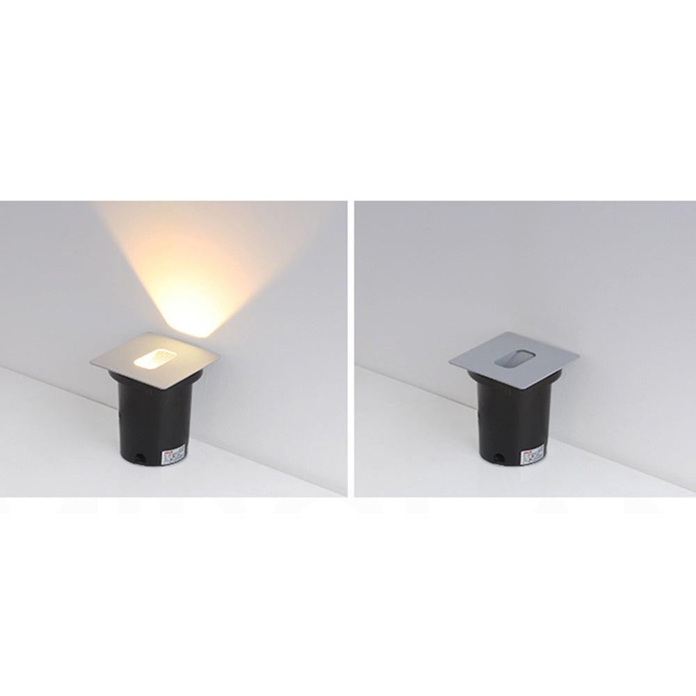 Ray Modern Metal Square/Circular Outdoor Deck/Step Light, Black