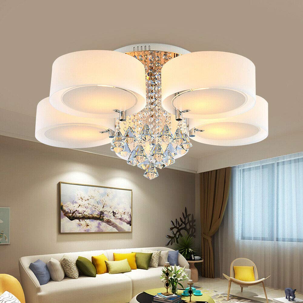 Arisha Flush Mount Ceiling Light Glass White Modern Round Hallway