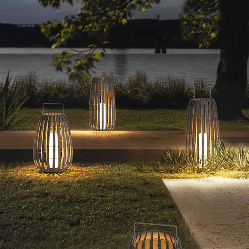 Ray Outdoor Floor Lamp, Hardwired & Solar Cage