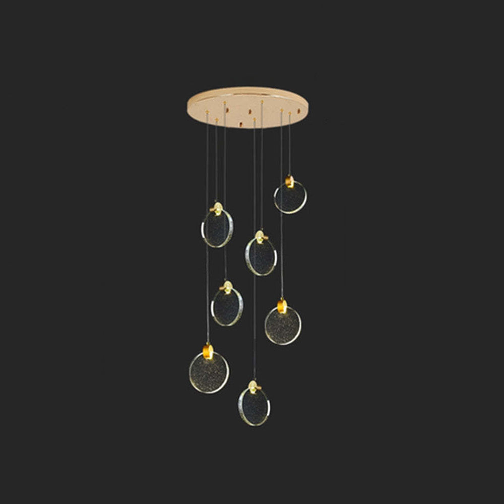 Kristy Luxury Circular Ripple Round Crystal Golden Chandelier