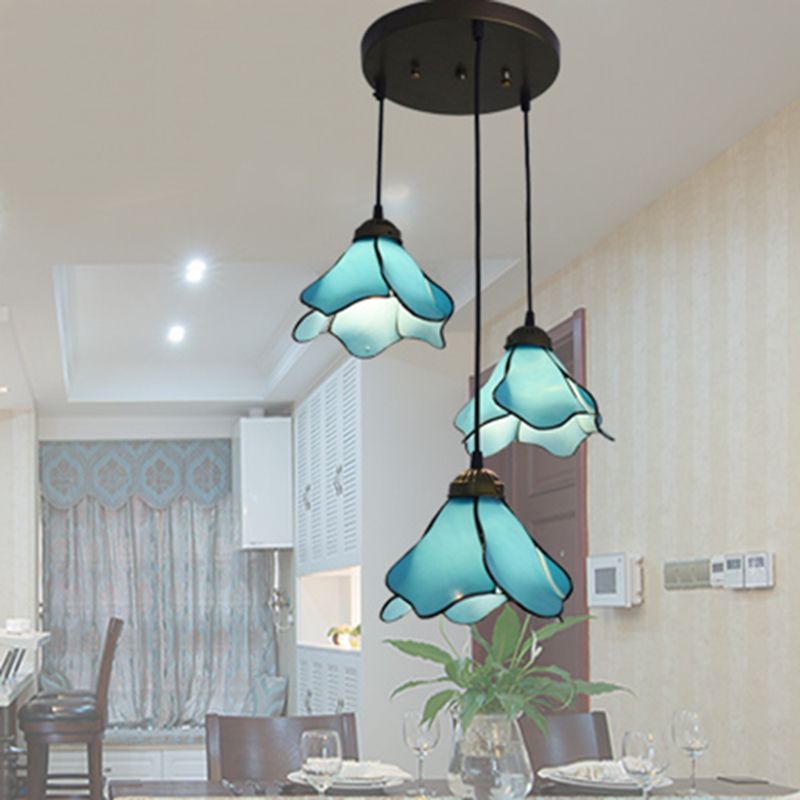 Arisha Flower Resin Pendant Light, Blue/Pink, 1/3 Heads