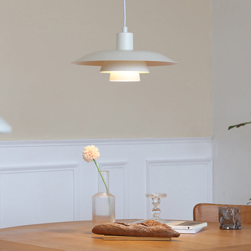 Valentina Modern LED Pendant Light White Wood Metal Bedroom